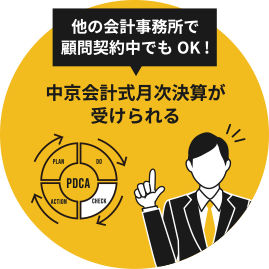他の会計事務所で顧問契約中でもOK!中京会計式月次決算が受けられる